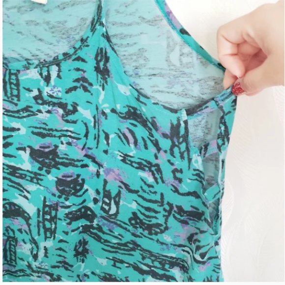 Forever 21 - Trapeze Swingy Cami Tank Top Caged Cut-Out Sides | Small | Teal - Picture 5 of 16